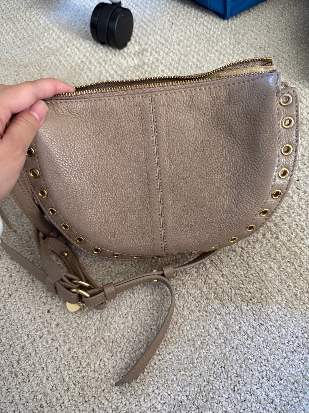 See By Chloe Taupe/Brown Suede & Leather Crossbody Bag with Gold Hardware - Picture 2 of 4